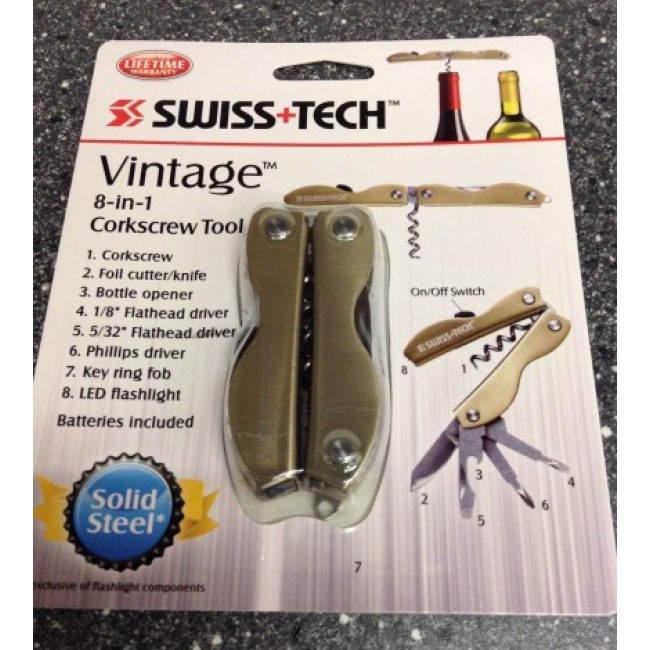 Swiss Tech Vintage Corkscrew 8in1 MultiTool